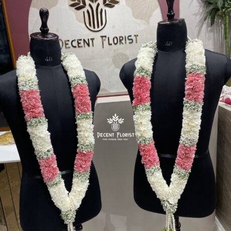 White and Pink Carnations Marriage Garland