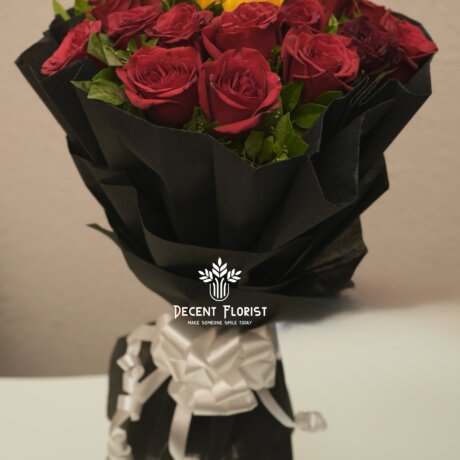 20 red rose and 1 sunflower