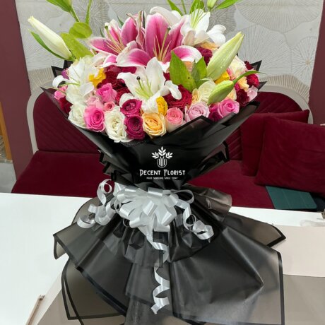 liles and mix colour roses